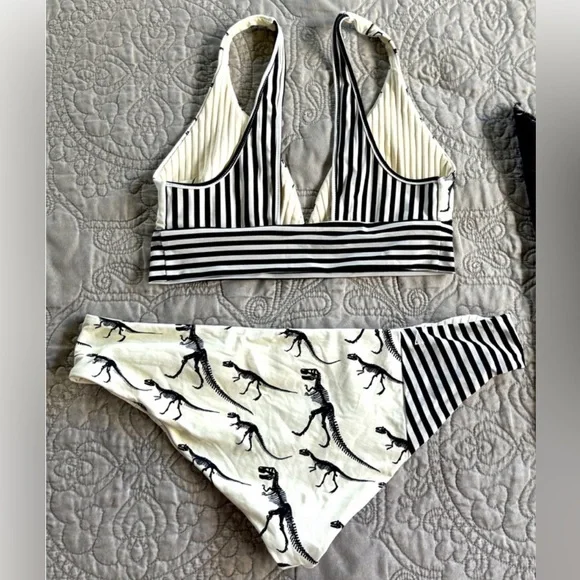 Boys + Arrows Dinosaur Print Bikini - Black and White - Picture 2 of 3
